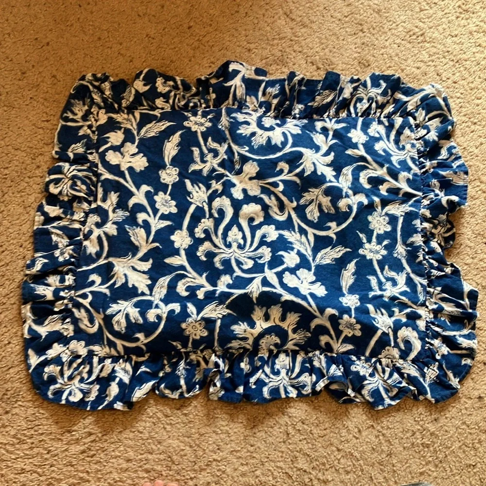 Ralph Lauren Vintage Persimmon blue cotton floral twin comforter & pillow sham